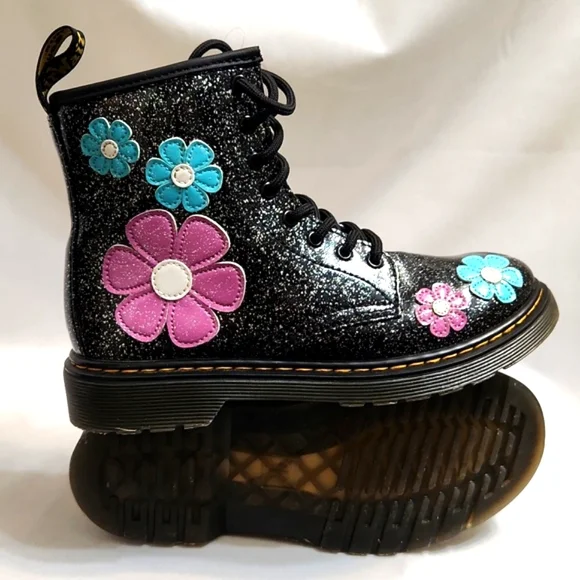 Dr. Martens 1460J Floral Glitter Patent Leather Lace-up boots (size 3) - Picture 4 of 14